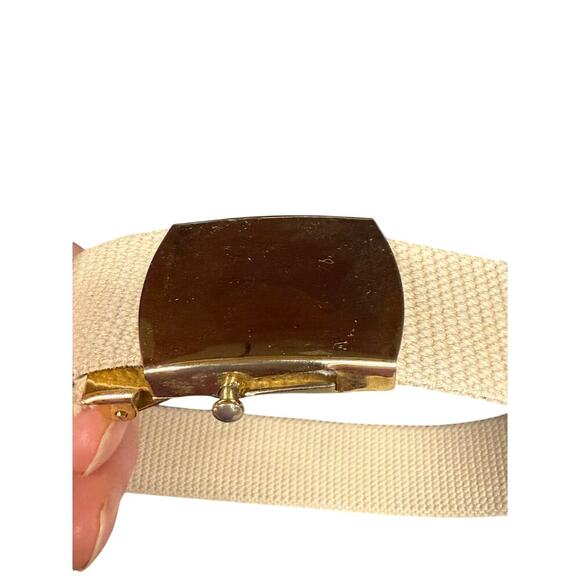 Men's Navy Vanguard V-21C ream Tan Belt Made in the USA 42 1/2”L - Picture 3 of 5